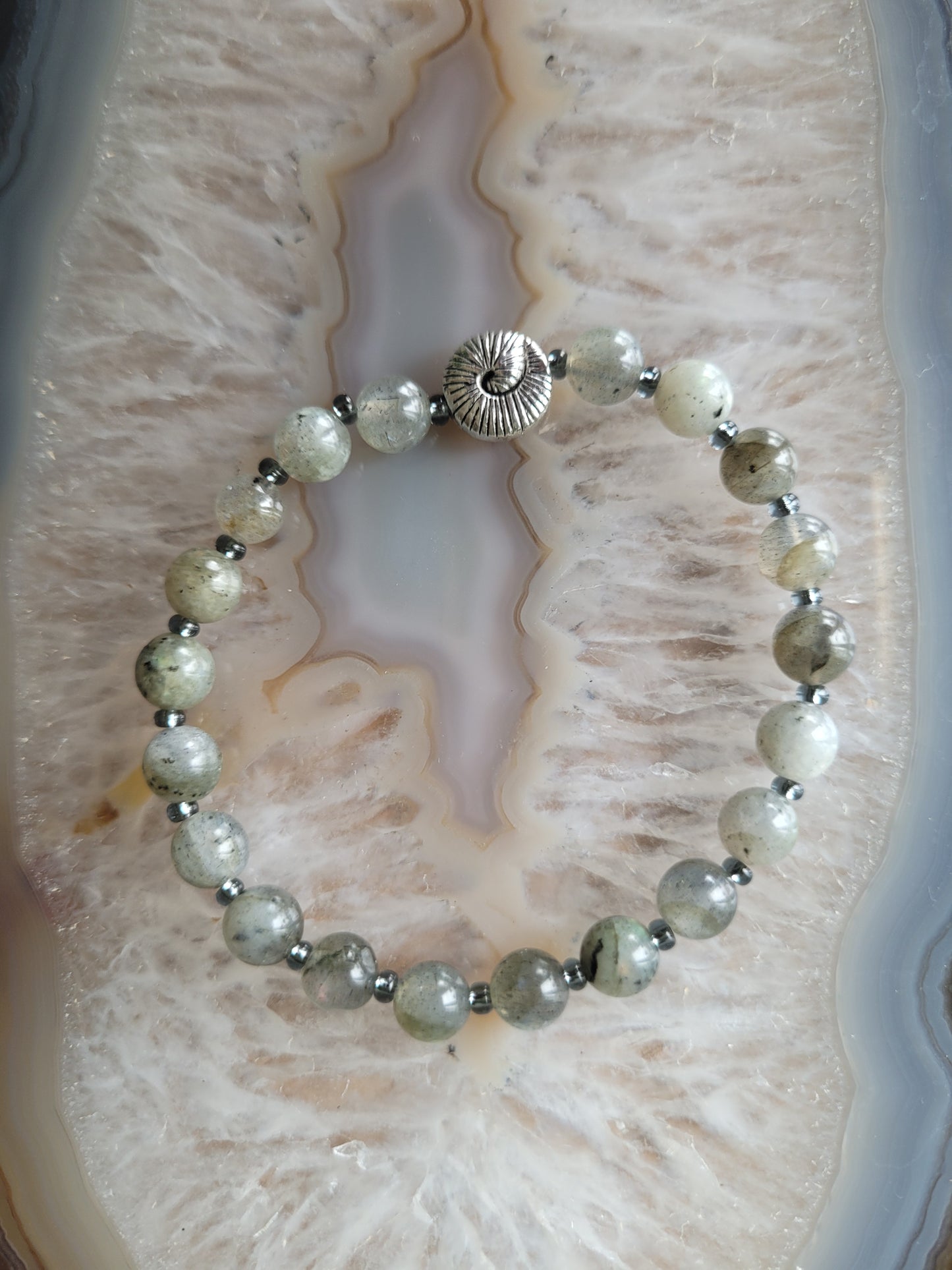Bracelet en Labradorite et escargot argenté