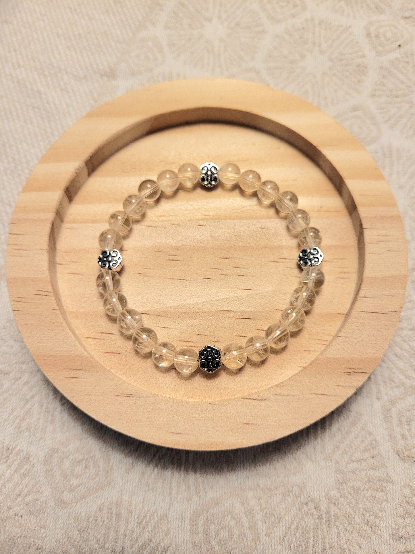 Bracelet en Citrine et fleurs argentées