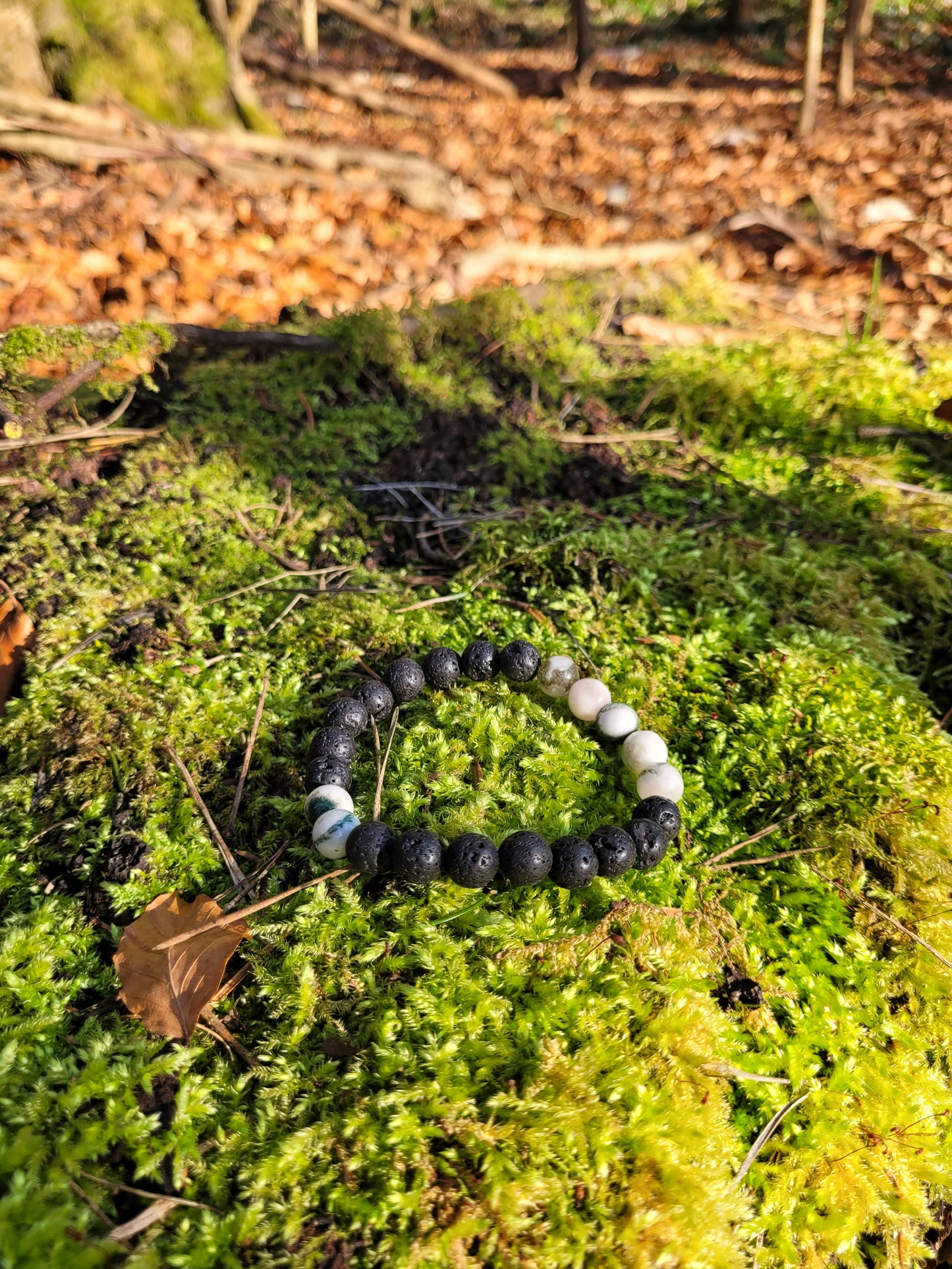 Bracelet en Lave et Agate Arbre