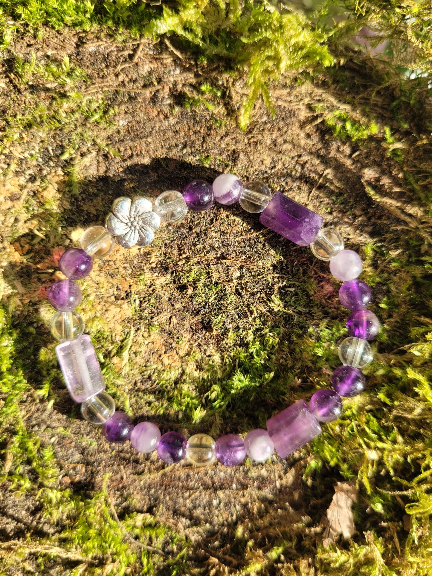 Bracelet en Améthyste et Cristal de Roche