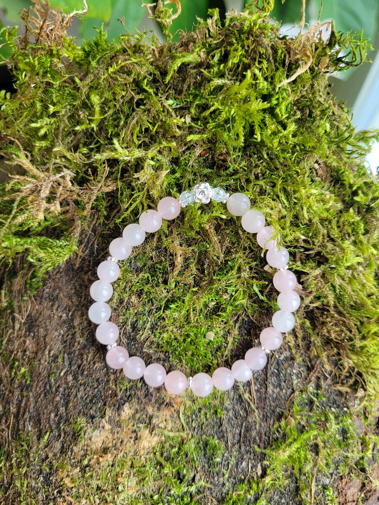 Bracelet en Quartz Rose et Rose en argent