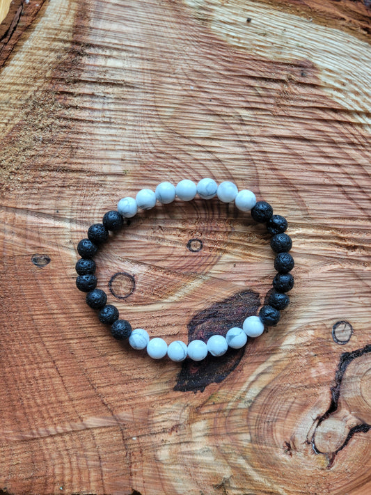 Bracelet en Lave et Magnésite