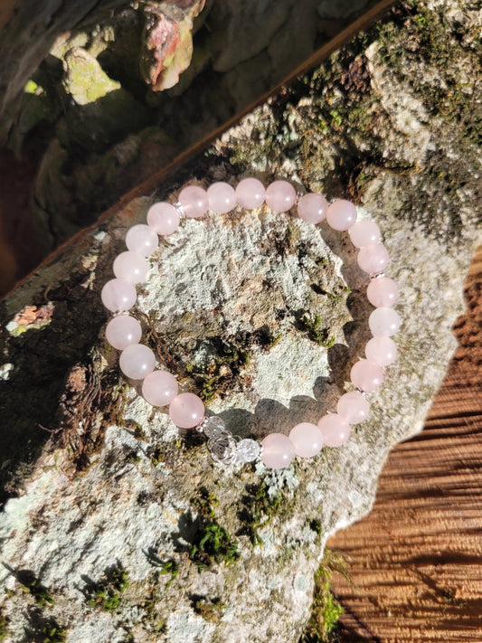 Bracelet en Quartz Rose et Rose en argent