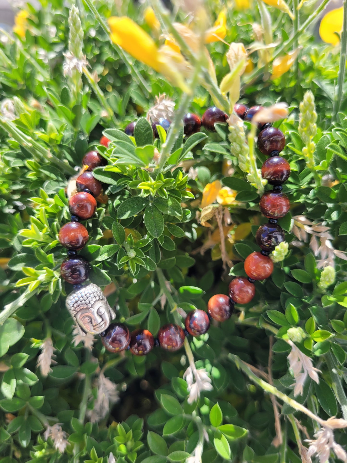 Bracelet de Protection en Oeil de Taureau et bouddha argenté