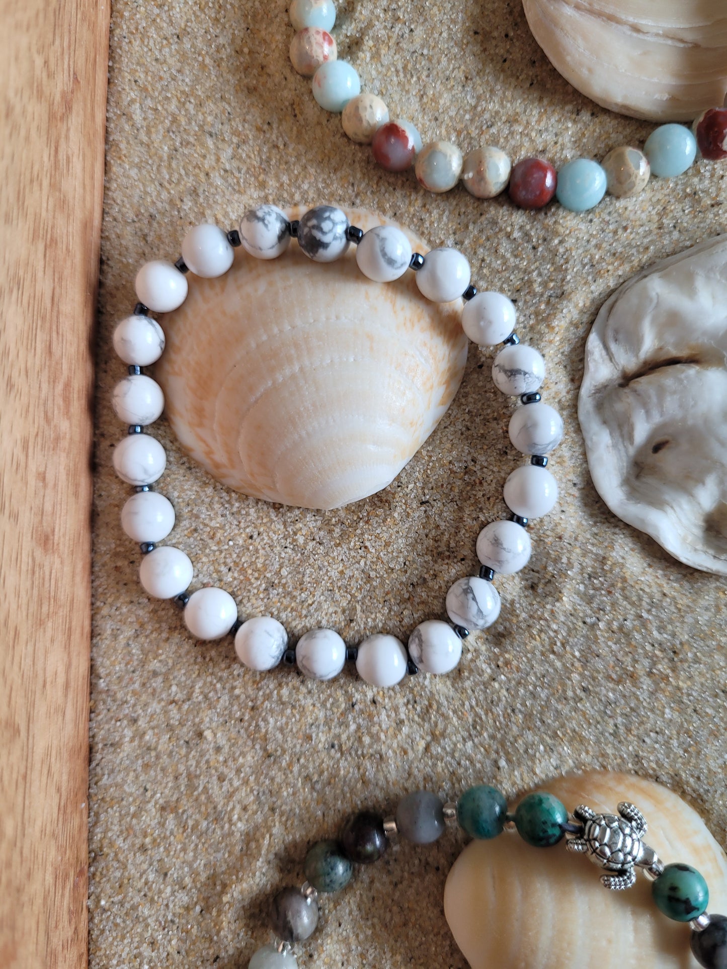 Bracelet en Magnésite (Howlite Blanche)