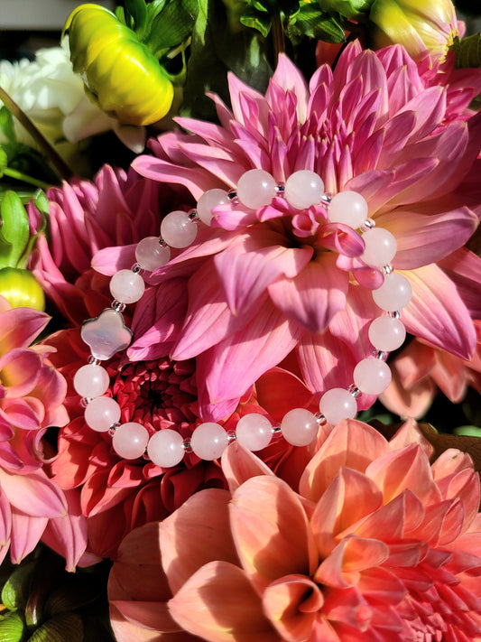 Bracelet en Quartz Rose et perle en nacre