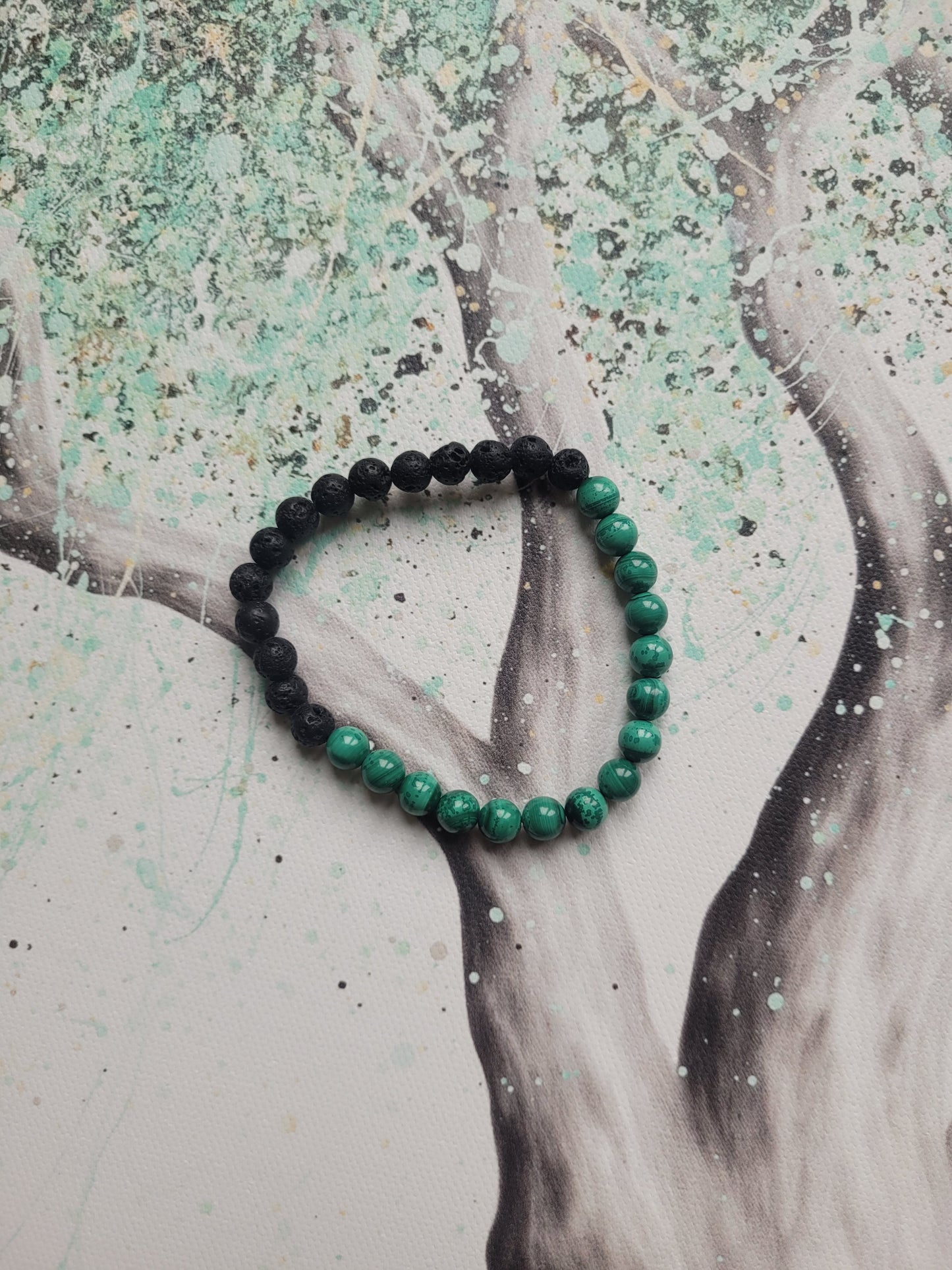 Bracelet en Lave et Malachite