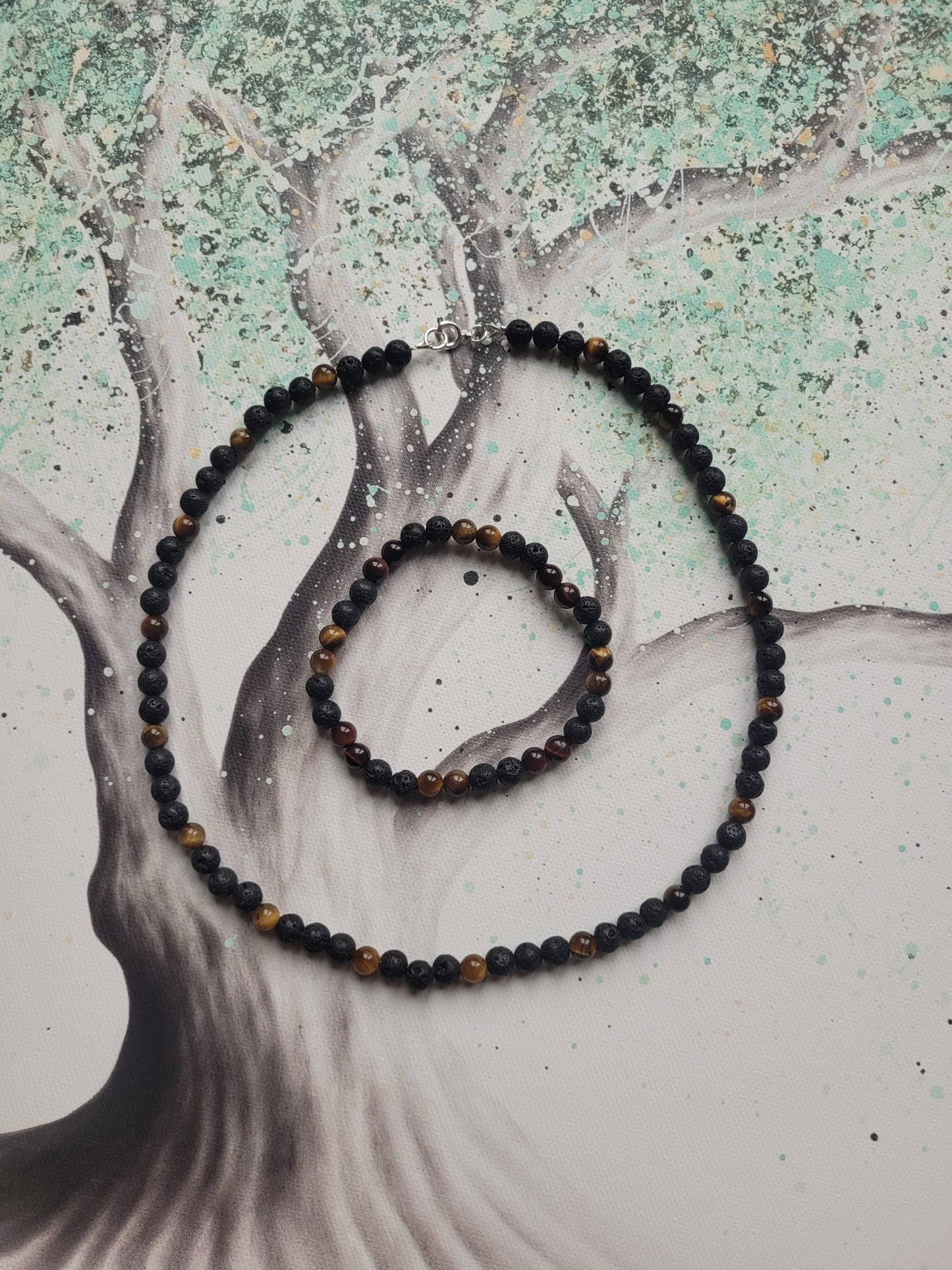 Collier en Lave et Oeil de Tigre