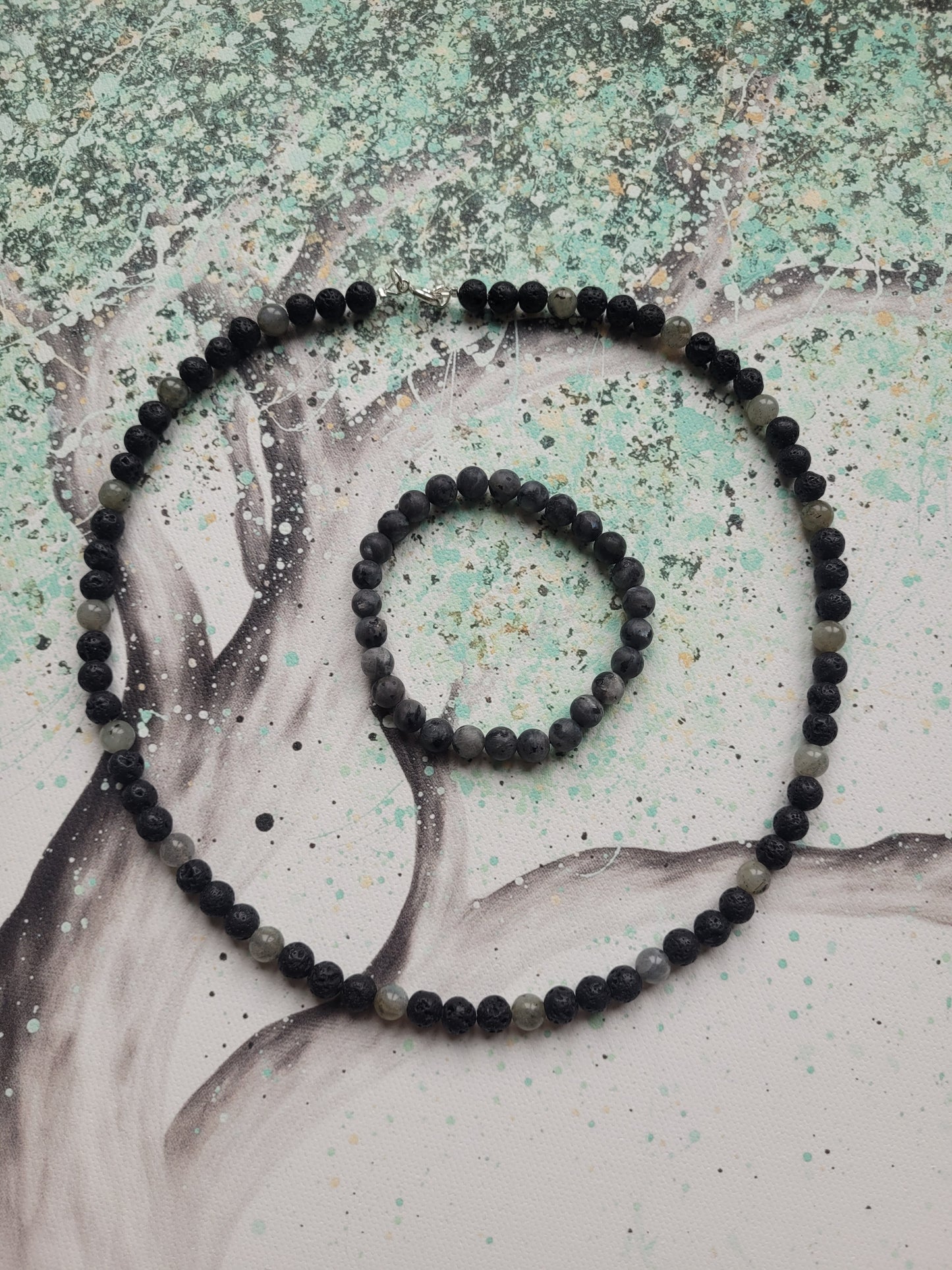 Collier en Lave et Labradorite