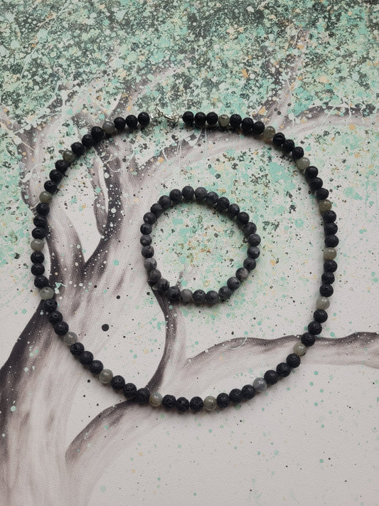 Collier en Lave et Labradorite