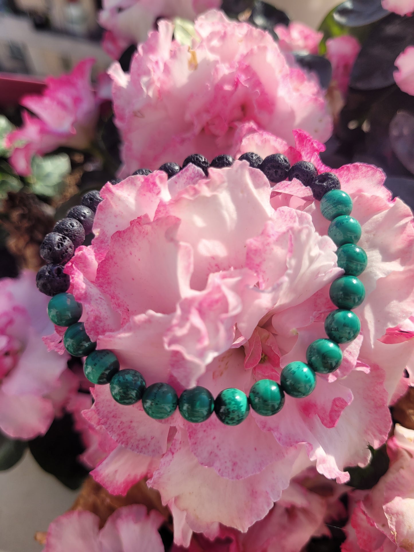 Bracelet en Lave et Malachite