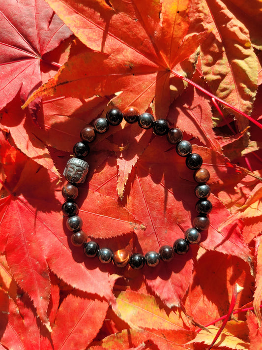 Bracelet de Protection en Œil de Taureau, Tourmaline et Hématite