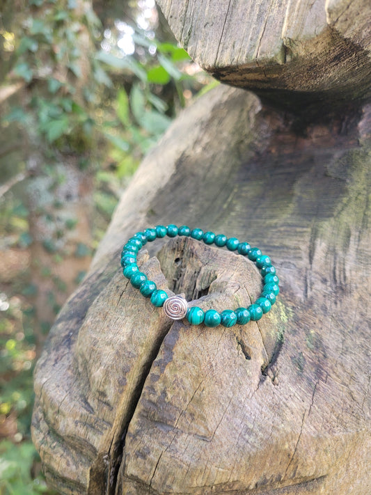 Bracelet en Malachite et spirale argentée