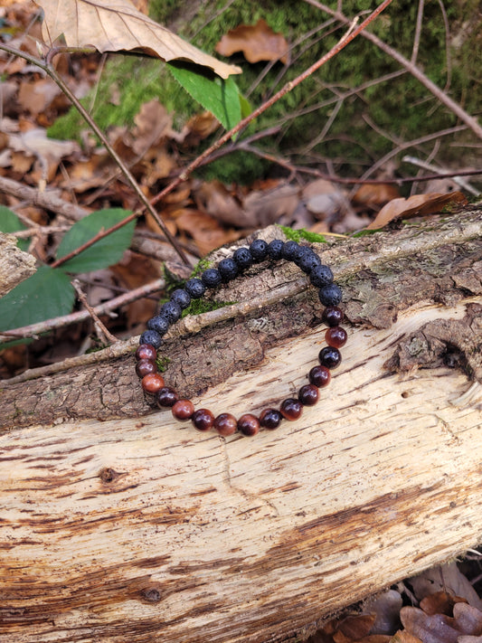 Bracelet en Lave et Oeil de Taureau