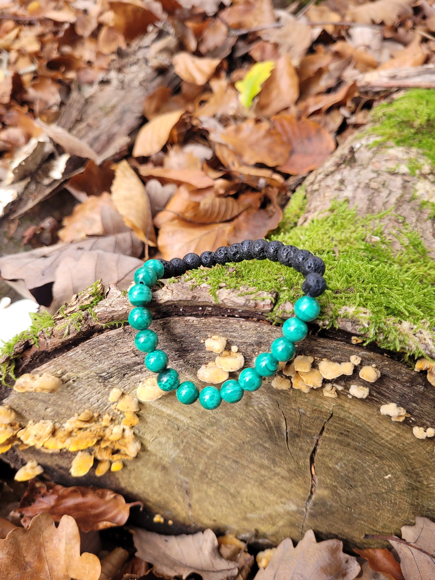 Bracelet en Lave et Malachite