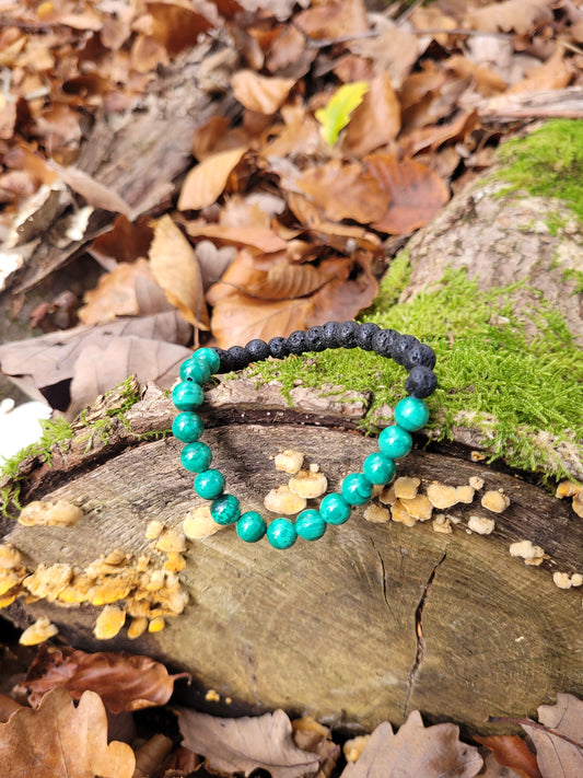 Bracelet en Lave et Malachite