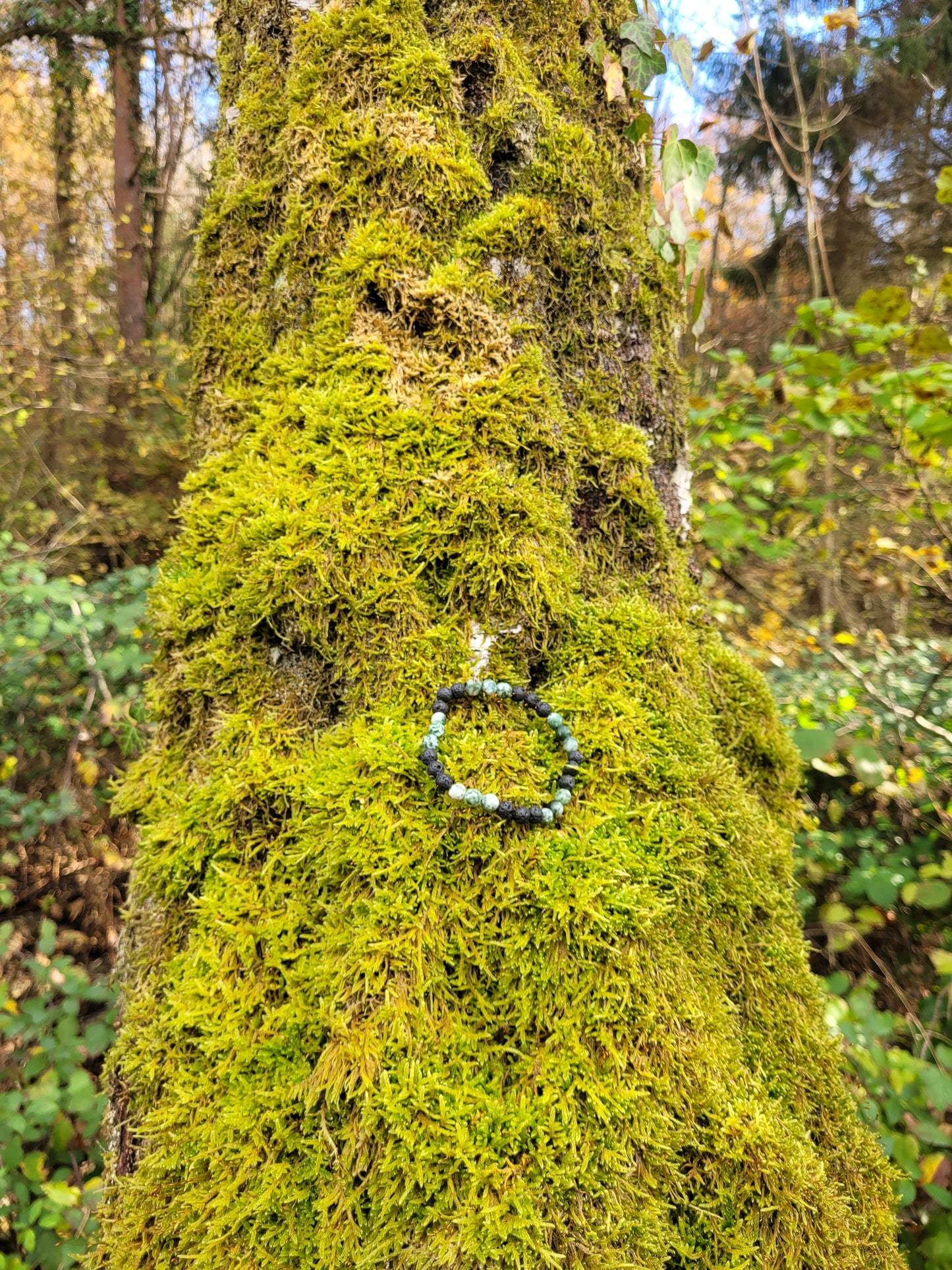 Bracelet en Lave et Agate Arbre