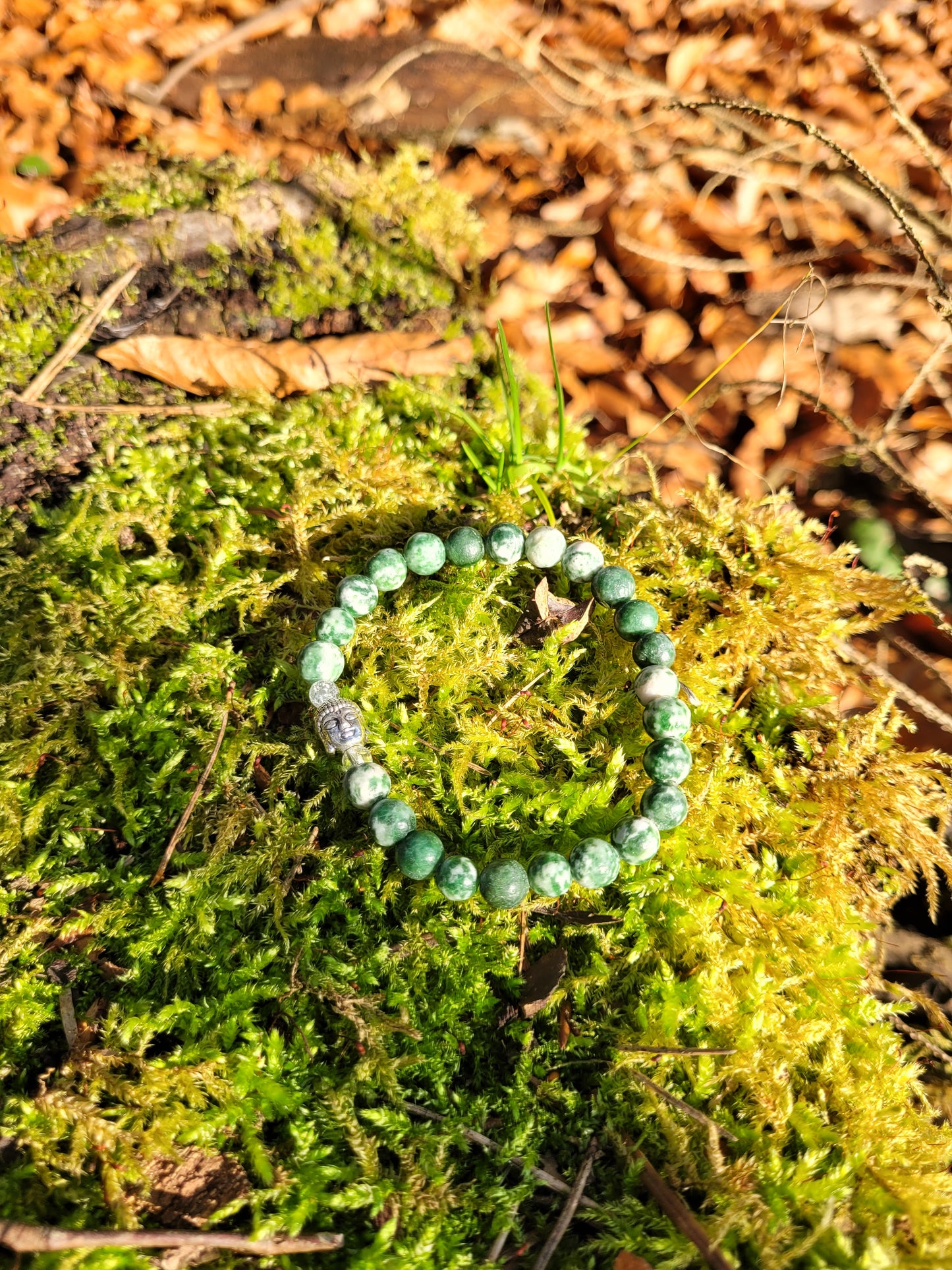 Bracelet en Agate Arbre, Cristal iris et Bouddha argenté