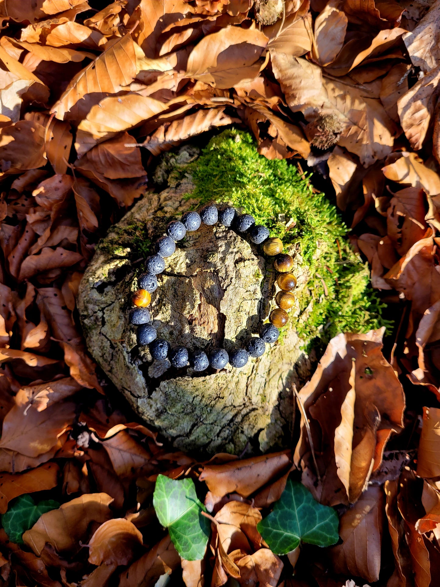 Bracelet en Lave et Oeil de Tigre