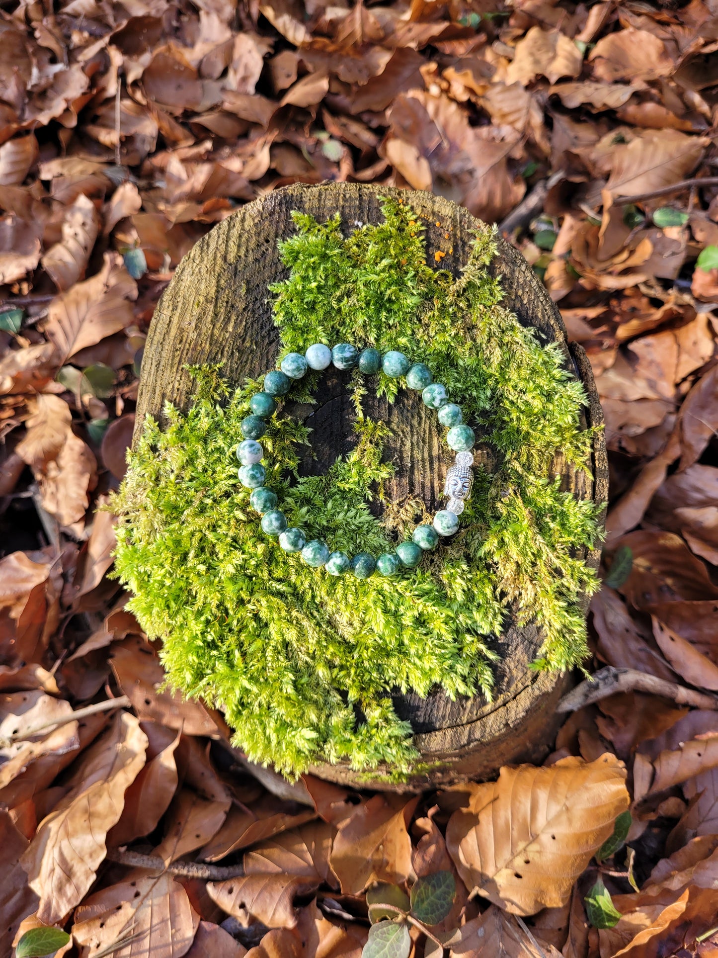 Bracelet en Agate Arbre, Cristal iris et Bouddha argenté