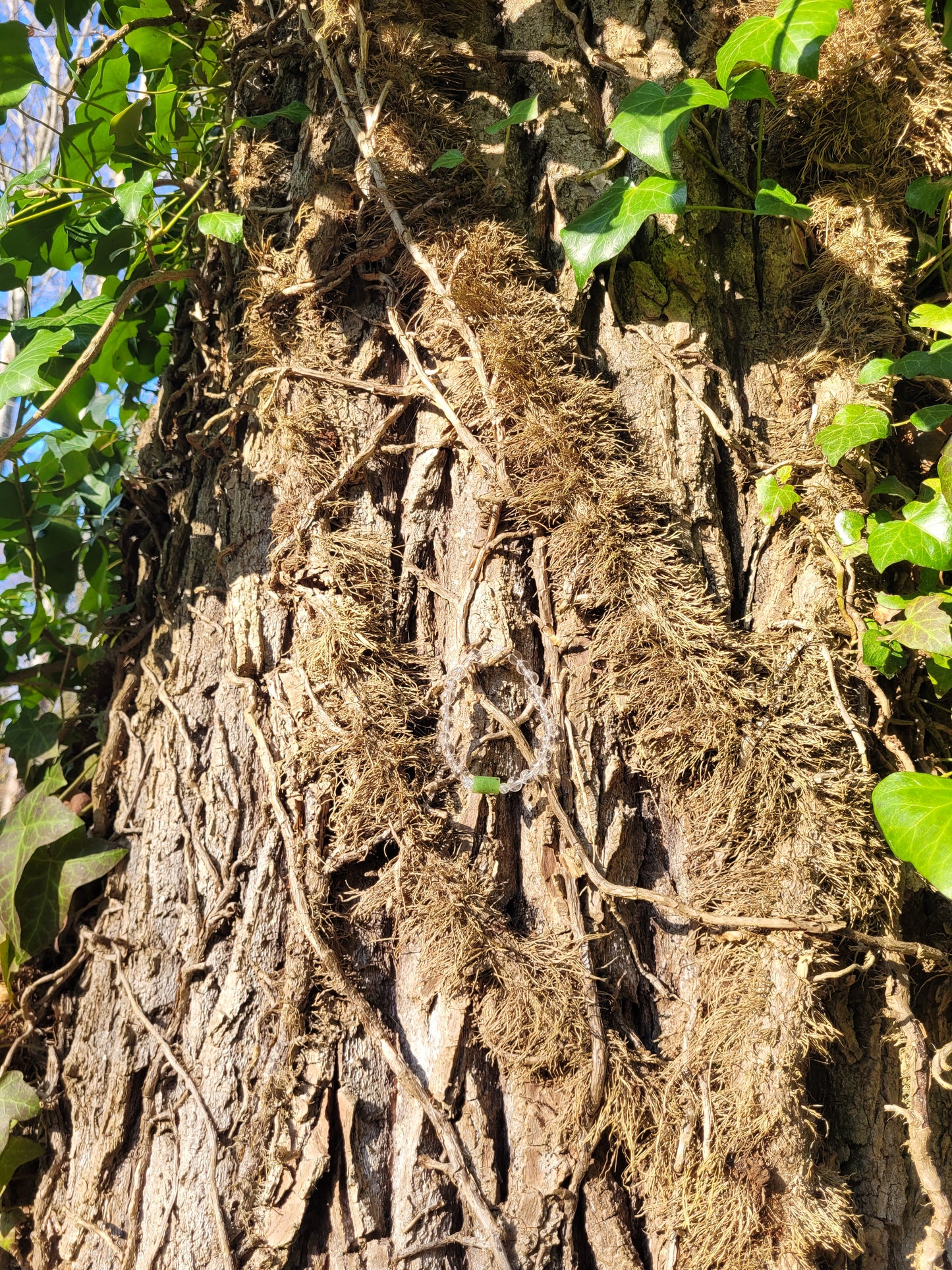 Bracelet en Jade, Cristal iris et Cristal de Roche