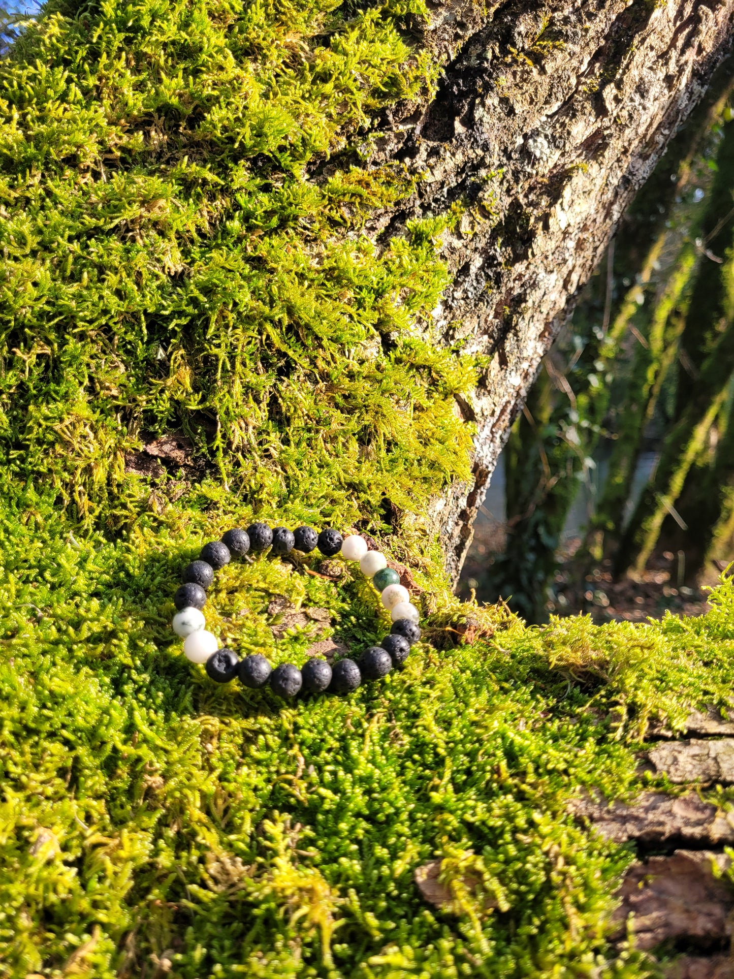 Bracelet en Lave et Agate Arbre