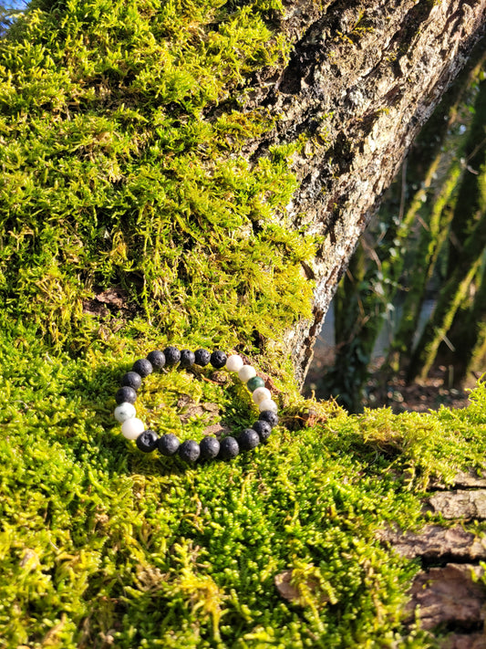 Bracelet en Lave et Agate Arbre