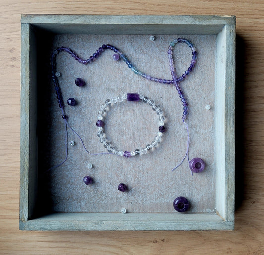 Bracelet en Améthyste, Cristal iris et Cristal de Roche